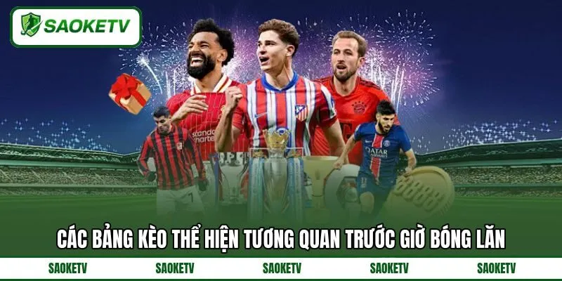 Các bảng kèo thể hiện tương quan trước giờ bóng lăn Các bảng kèo thể hiện tương quan trước giờ bóng lăn